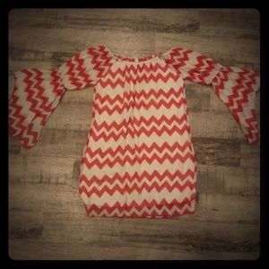 Candy Rose Chevron Print Dress, Bell Sleeves.
